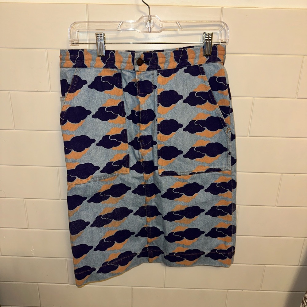 Acne Blue and Orange Midi Pencil Dress for Casual Occasions